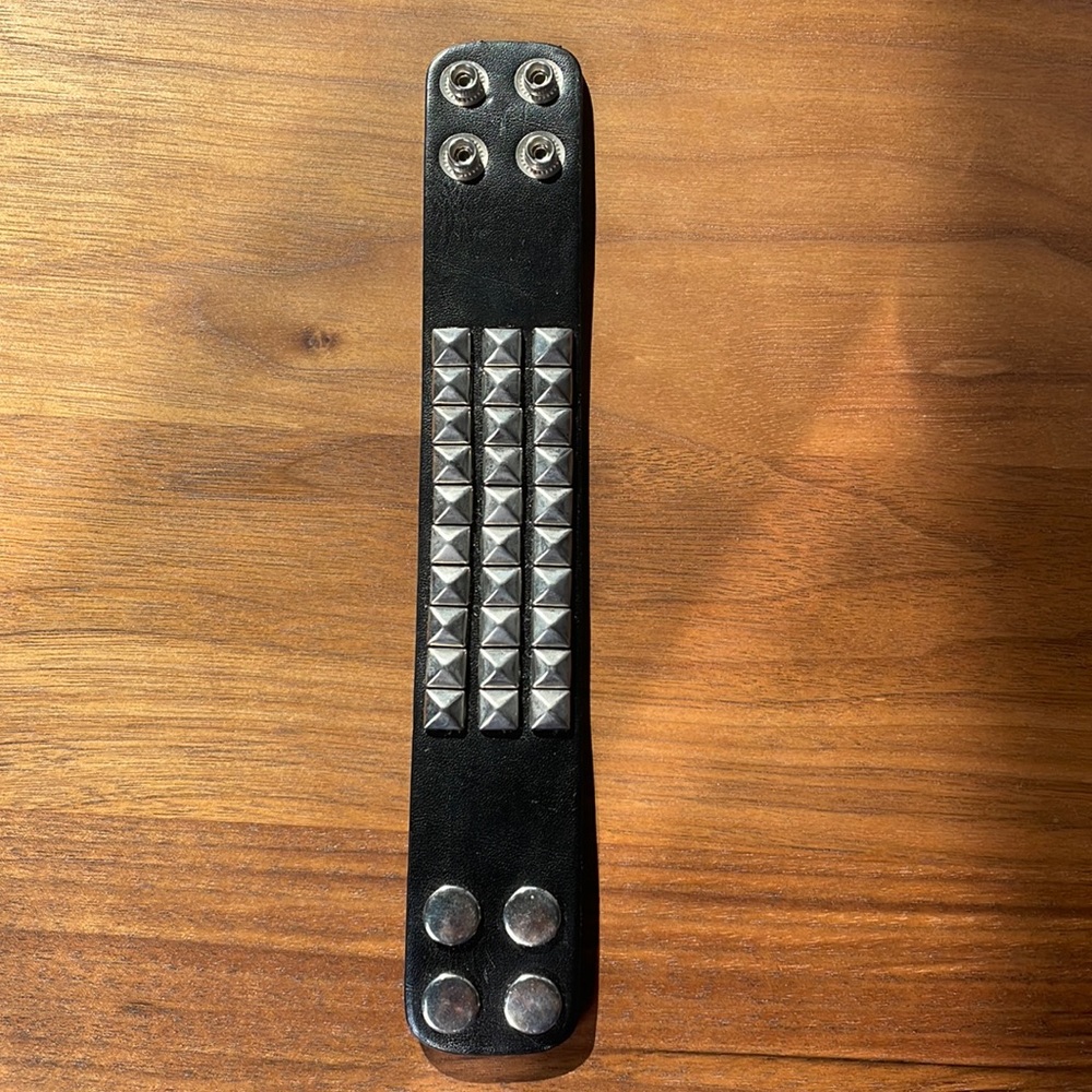 Leather studded wristband